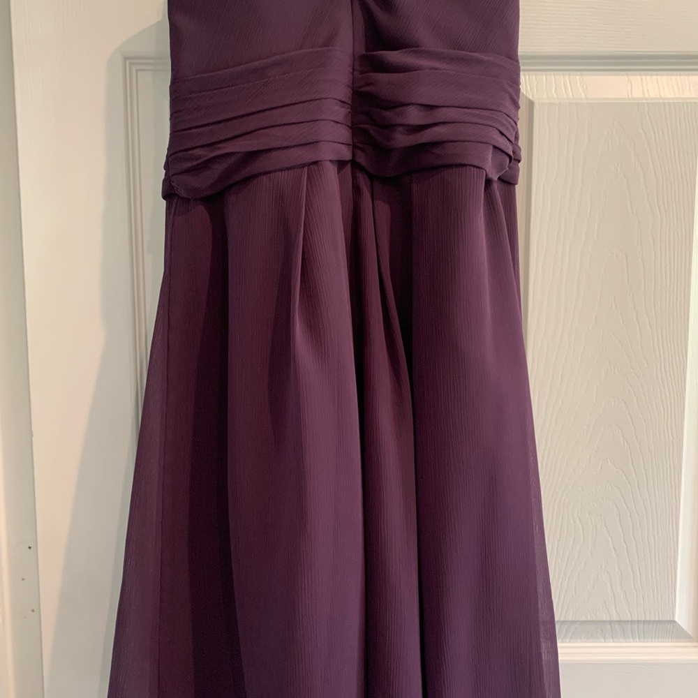 David’s Bridal plum prom, formal or wedding dress. Size 8.  Crinkle Chiffon.